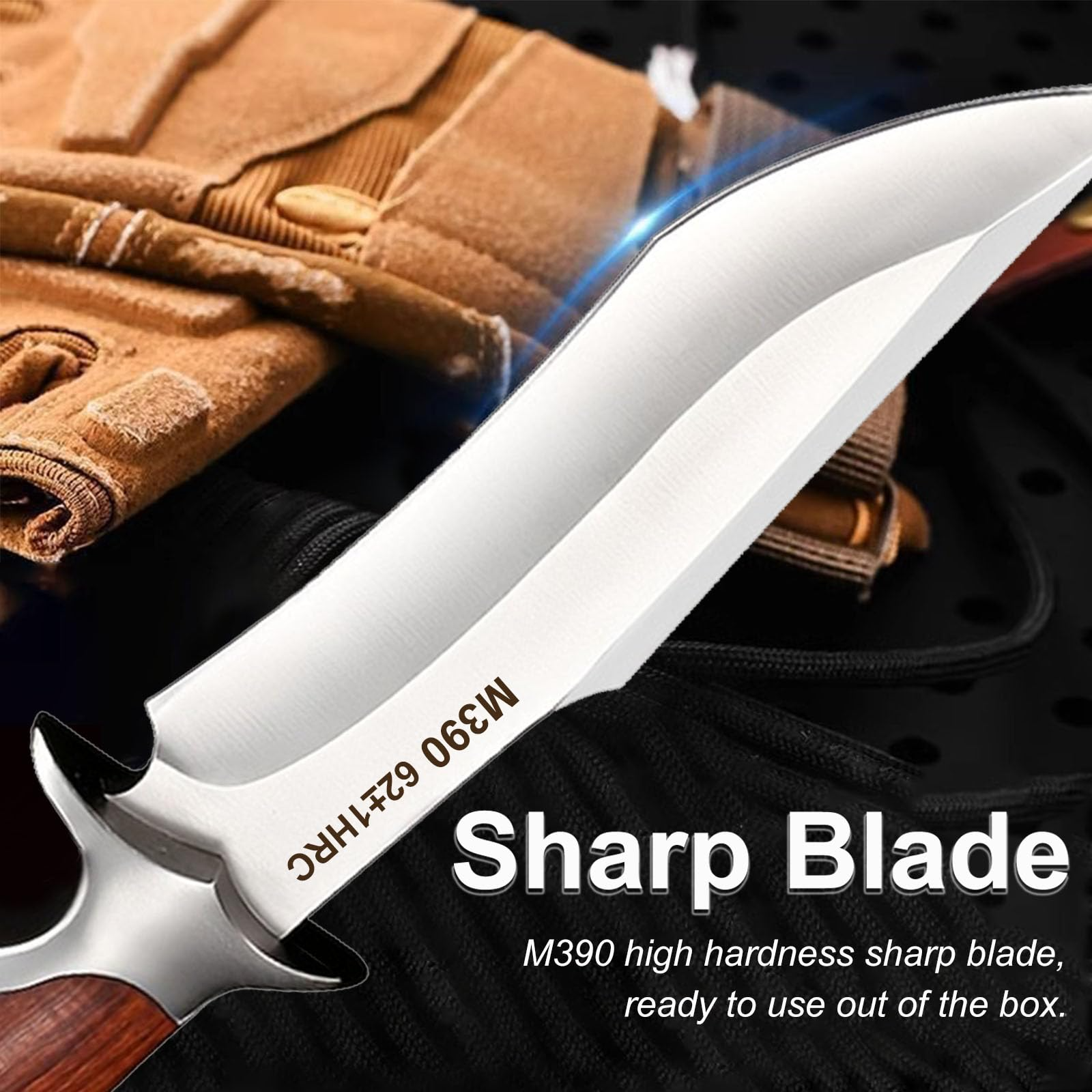Outdoor Pocket knife M390 stee - Bushcraft Knife Fixed avis et prix