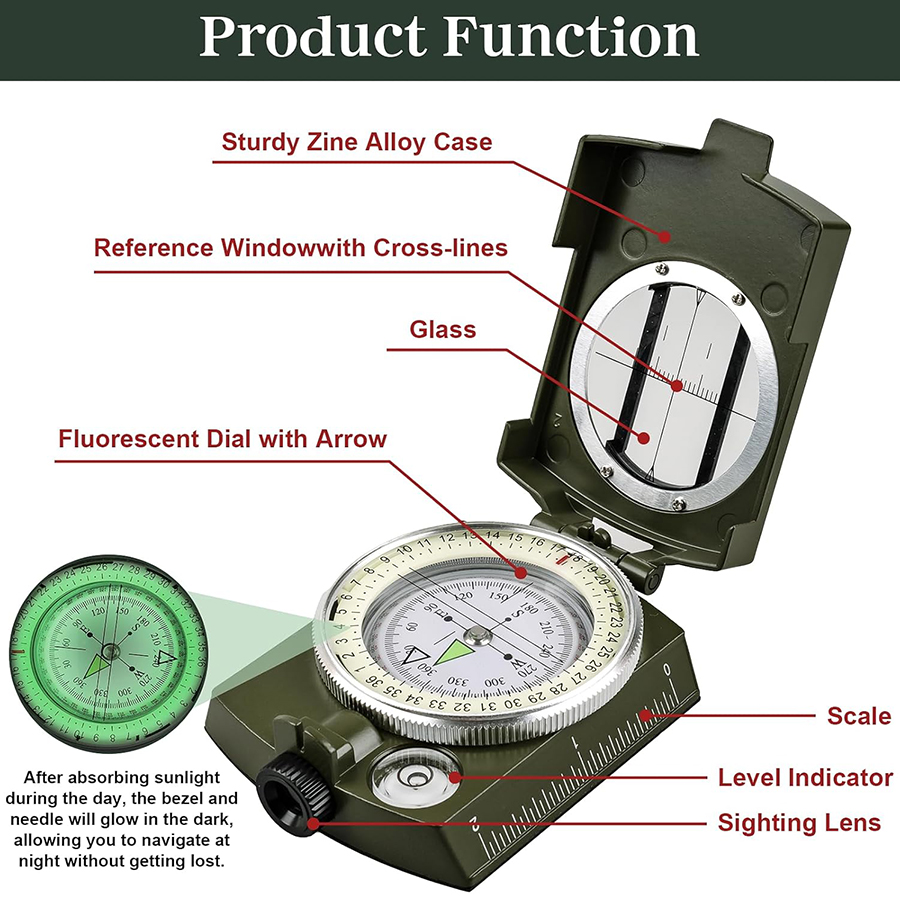 Tactical Survival Compass - Wa - Compass Lensatic avis et prix