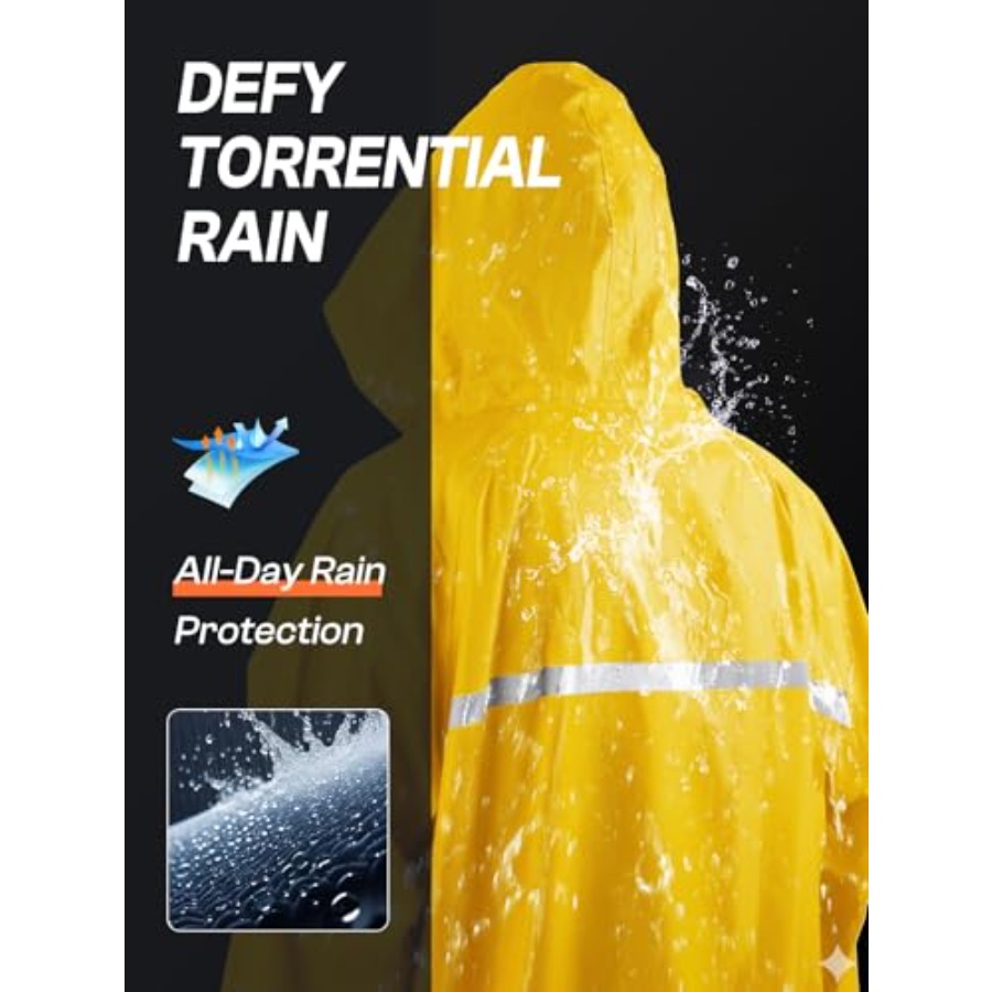 Mens Long Hooded Safety Rain J - Emergency Poncho Rain avis et prix