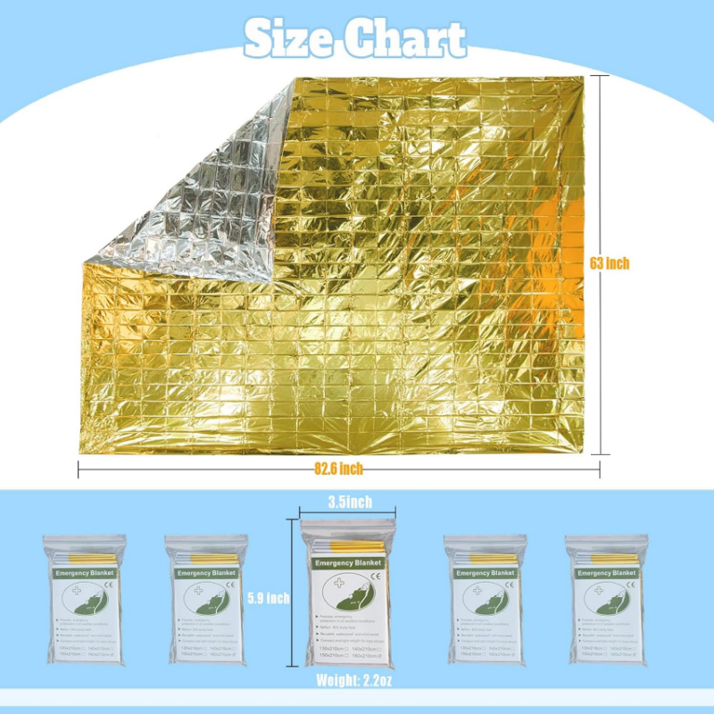 5PCS Dual Color Silver Gold My - Survival Blanket Reflective avis et prix
