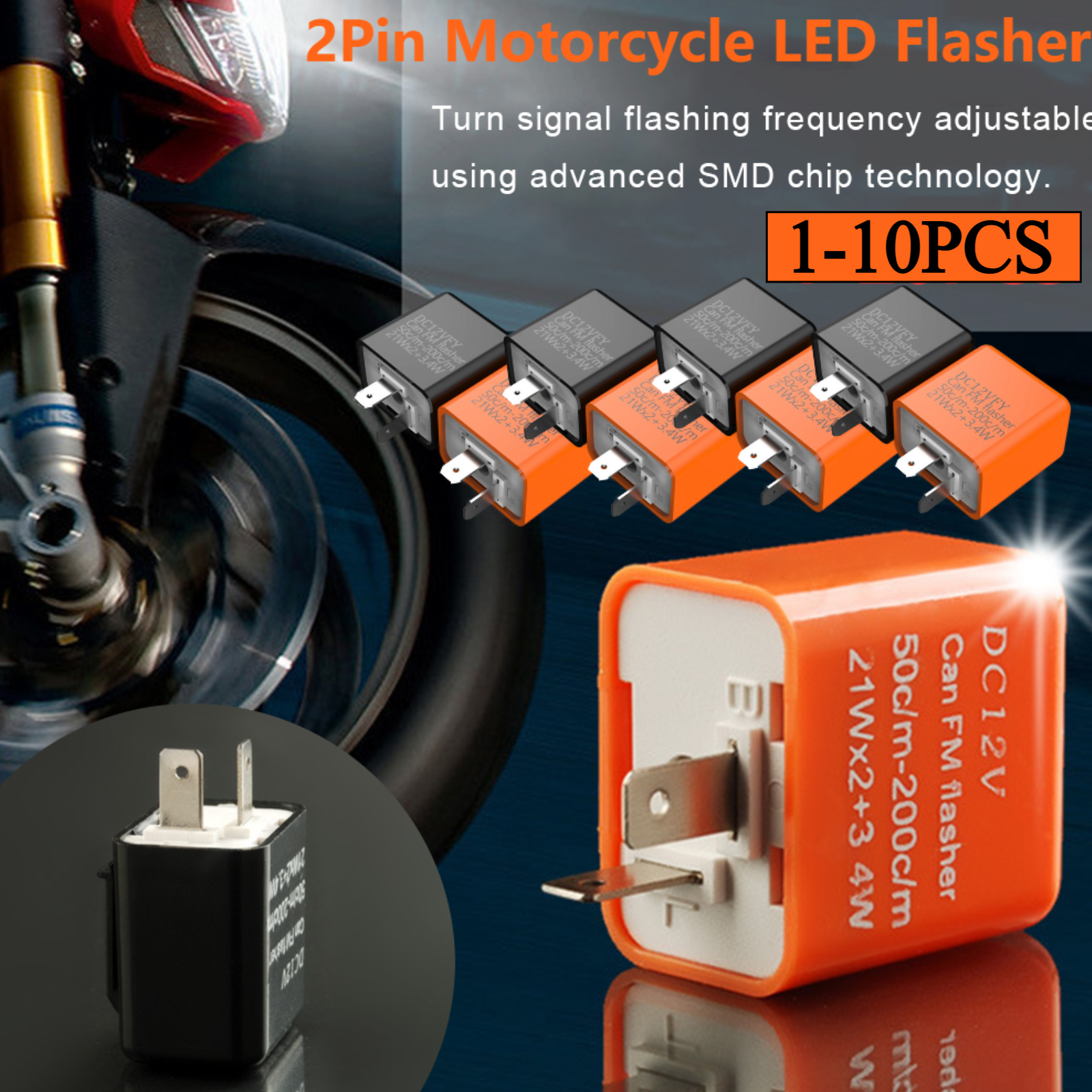 2Pin Motorcycle LED Flasher Re - Signal Panel Orange avis et prix