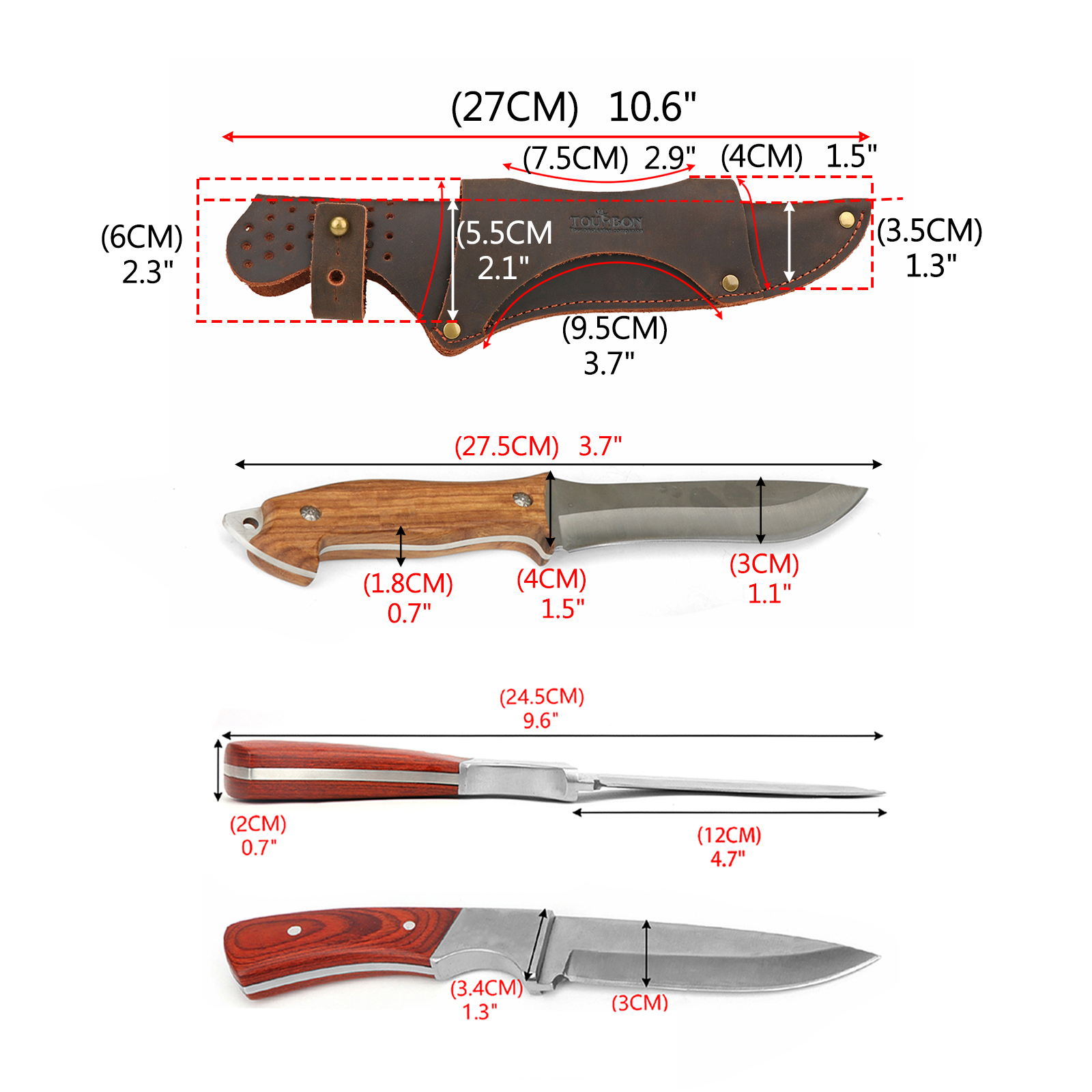 Tourbon Leather Tool Fixed Bla - Bushcraft Knife Fixed avis et prix