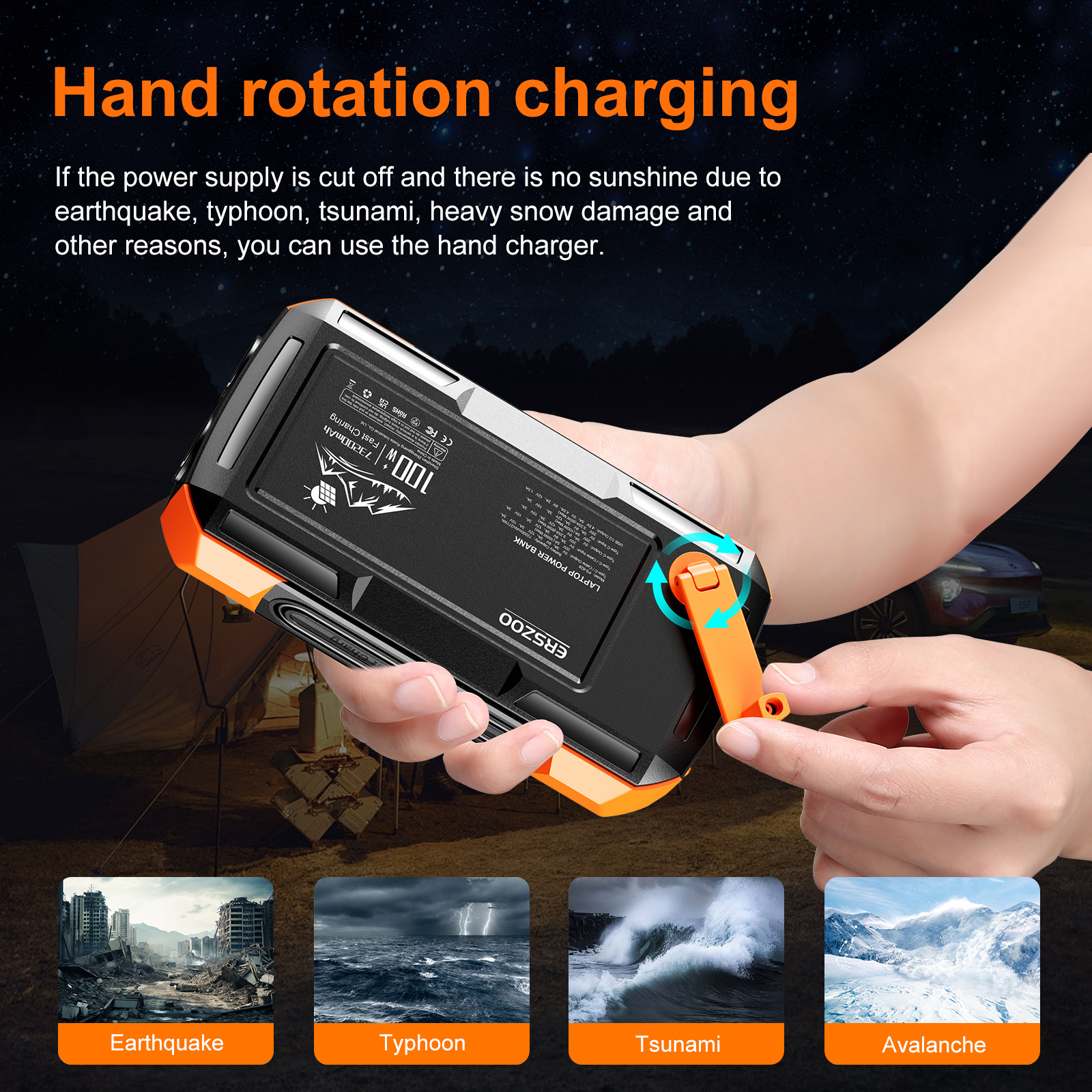 Solar Power Bank 73200mAh Hand - Solar Emergency Charger avis et prix