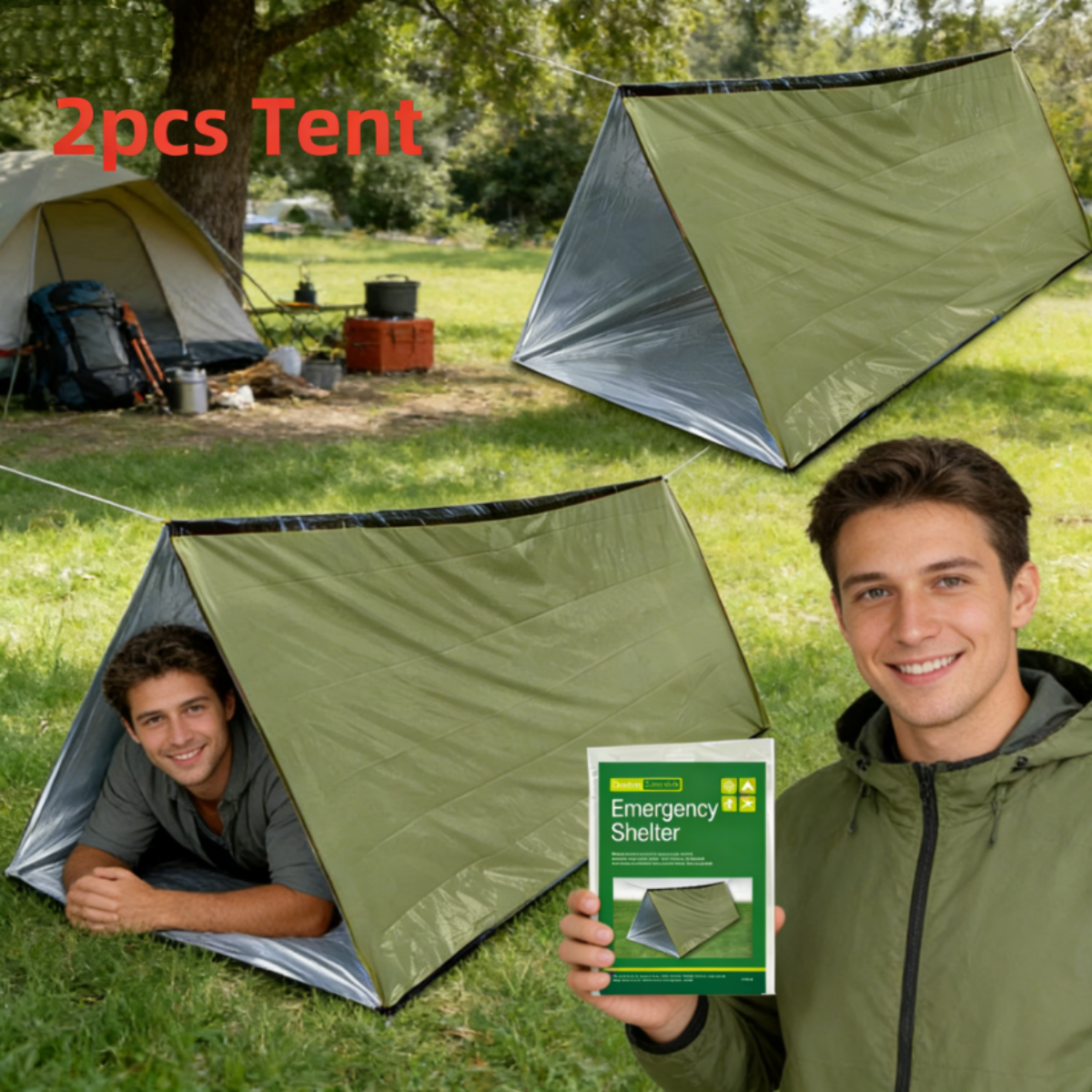 2Pcs Reflective Mylar Tent Lig - Emergency Mylar Tent avis et prix
