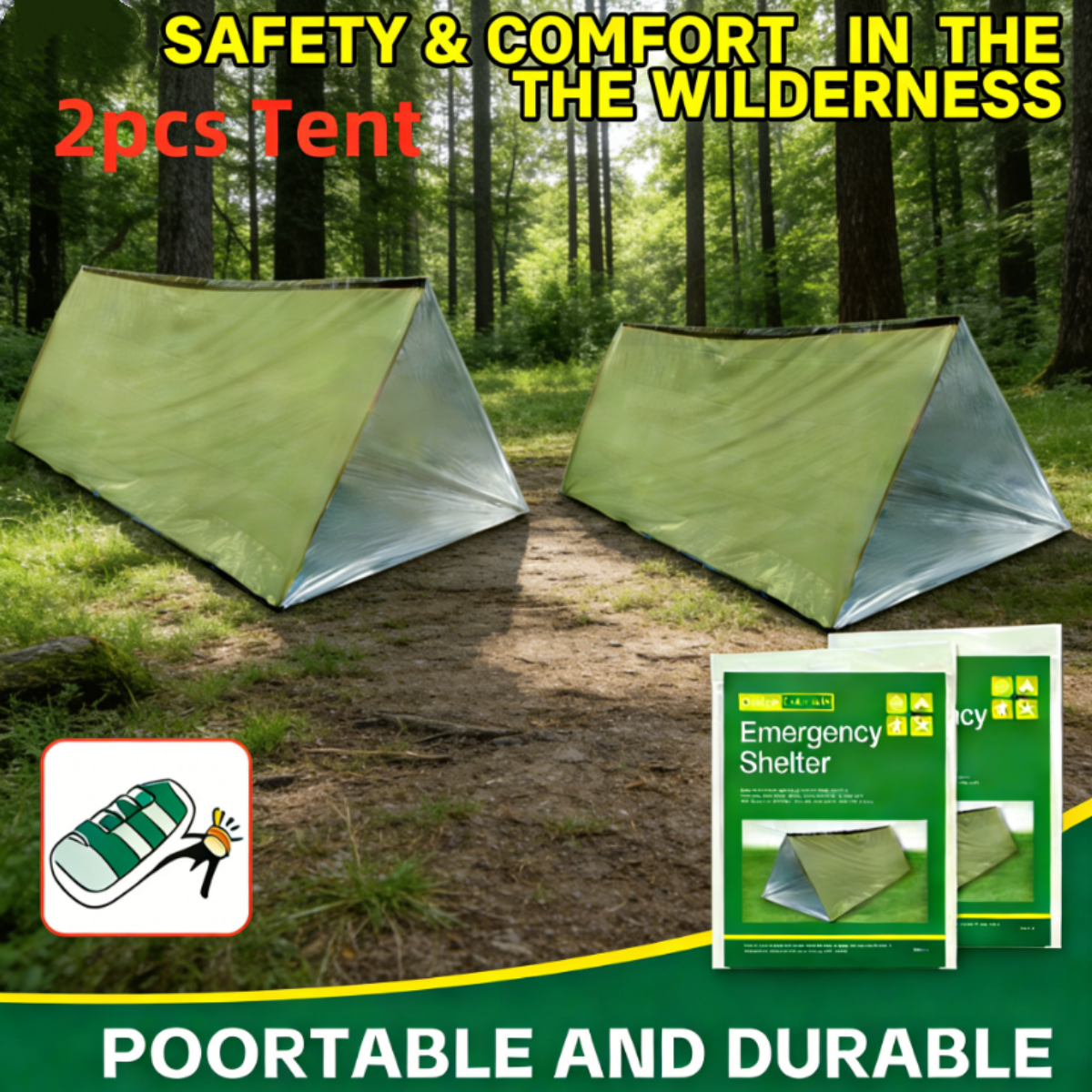 2Pcs Reflective Mylar Tent Lig - Emergency Mylar Tent avis et prix