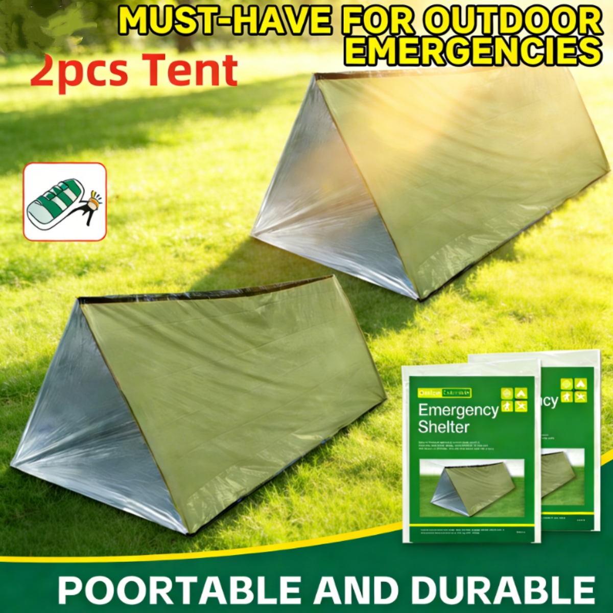 2Pcs Reflective Mylar Tent Lig - Emergency Mylar Tent avis et prix