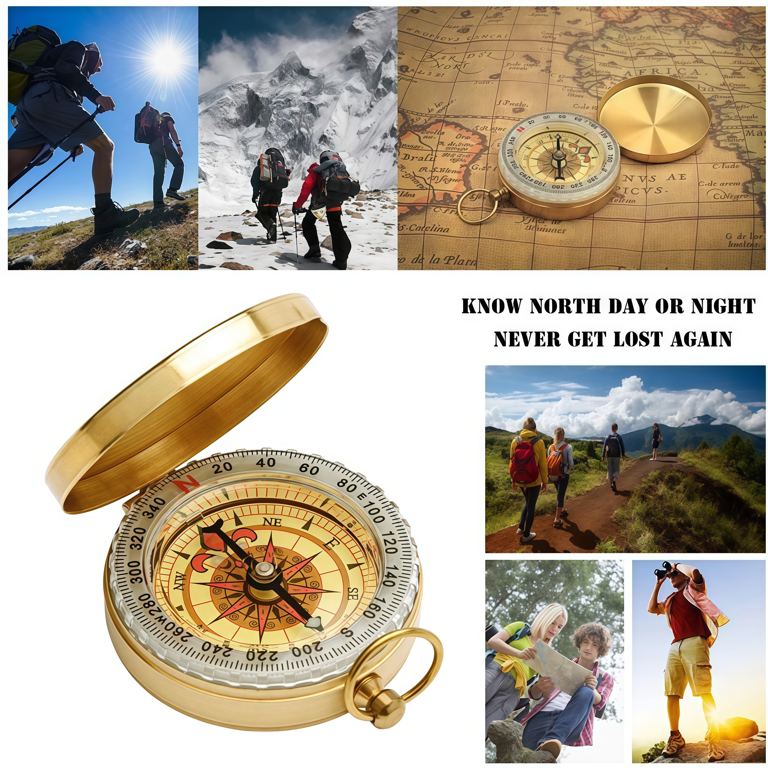 Brass Outdoor Compass - Gold C - Compass Lensatic avis et prix
