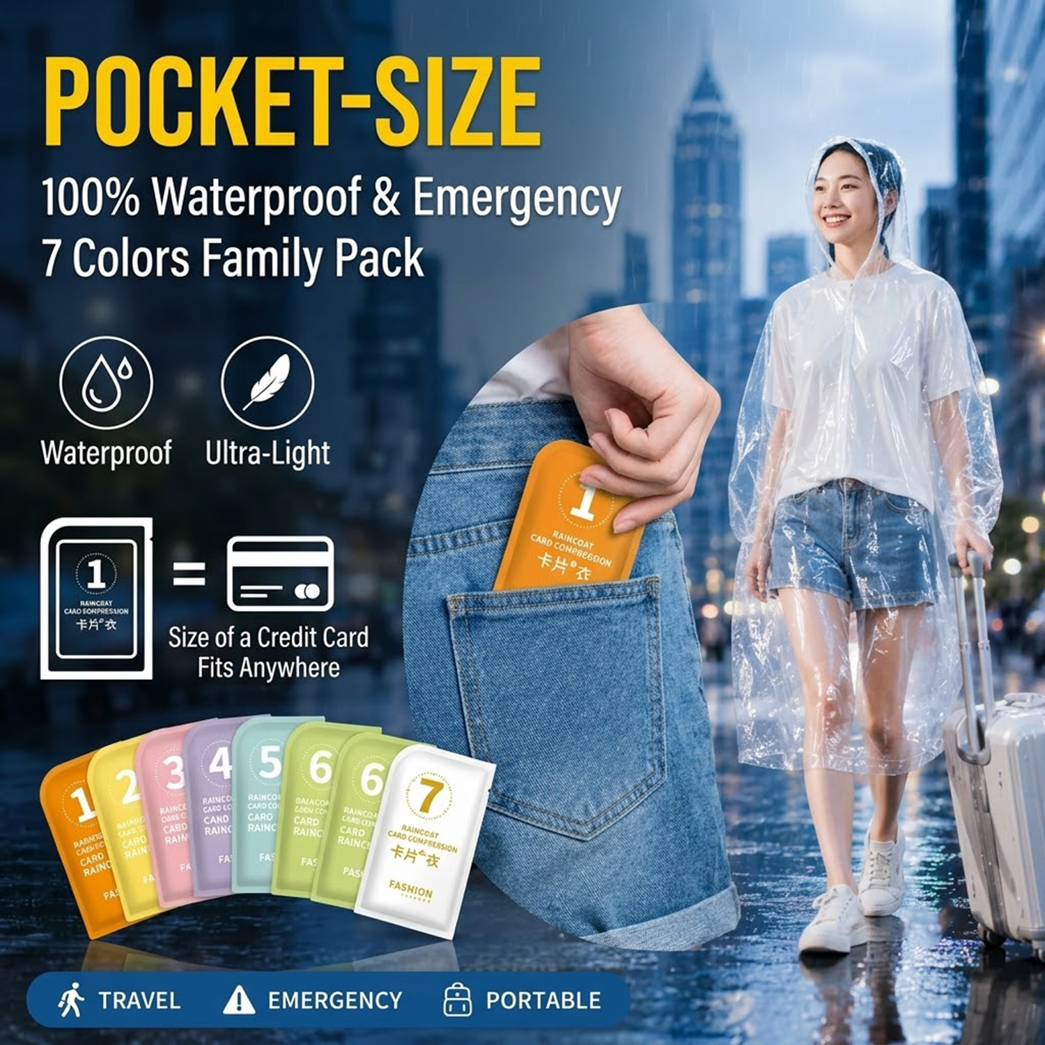 Unisex Portable Card Disposabl - Emergency Poncho Rain avis et prix