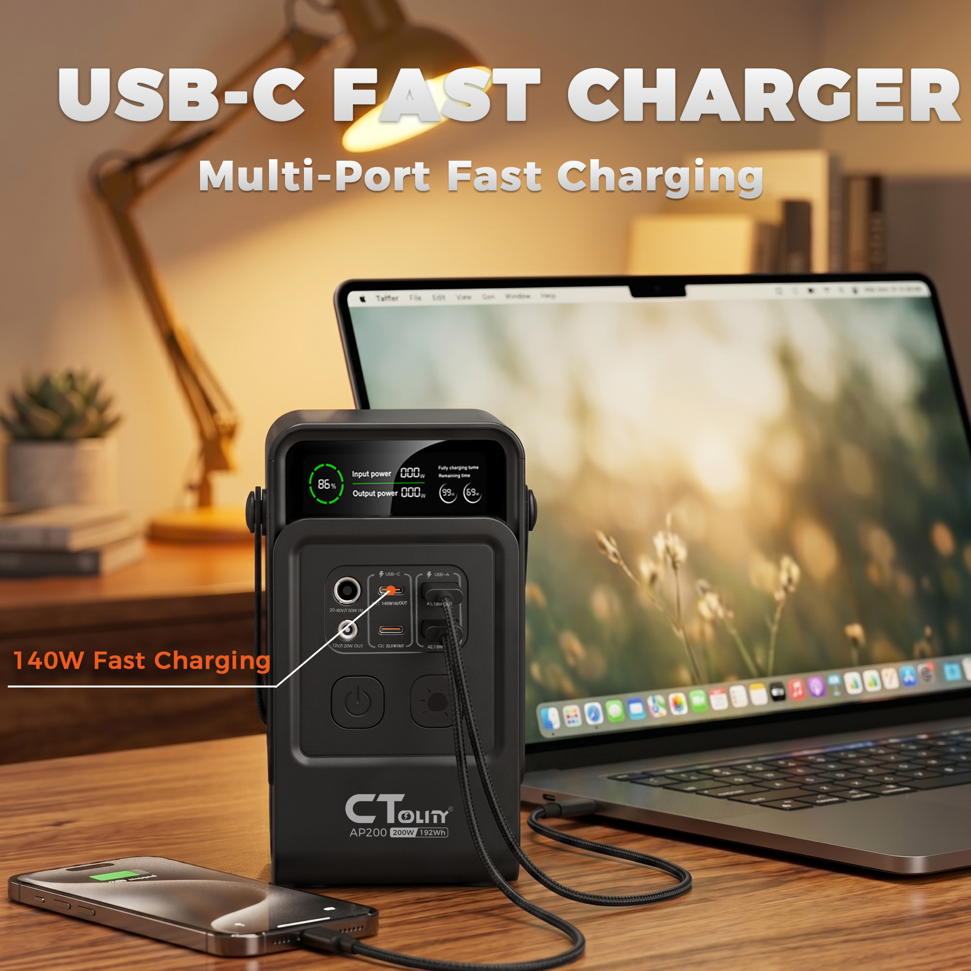 CTOLITY AP200 AP1000 Black sty - Solar Emergency Charger avis et prix